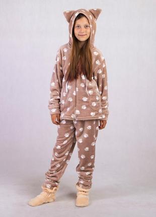 Дитяча піжама домашній комплект махрова 2 кольори зріст 136см-156см1 фото