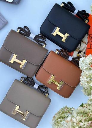 Женская кожаная сумка люкс качества в стиле hermes эрмес констанс