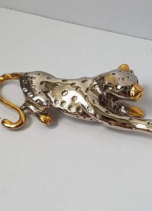 Брошка, леопард, біжутерія, срібляста.