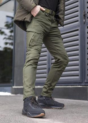 Штани карго чоловічі зимові з кишенями хакі pobedov trousers tactical зима4 фото