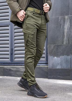 Штани карго чоловічі зимові з кишенями хакі pobedov trousers tactical зима3 фото