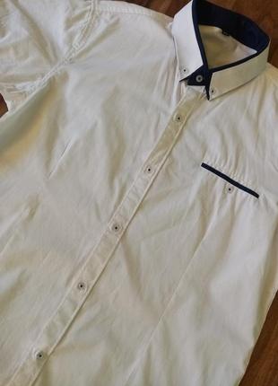 Белая рубашка с коротким рукавом хлопок