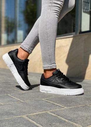 Кросівки nike air force pixel black white, жіночі чорні шкіряні кросівки