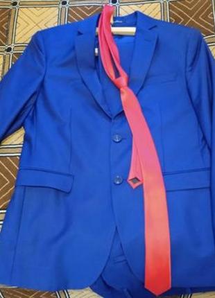 Мужской классический синий костюм (richmen), размер 48 + галстук5 фото