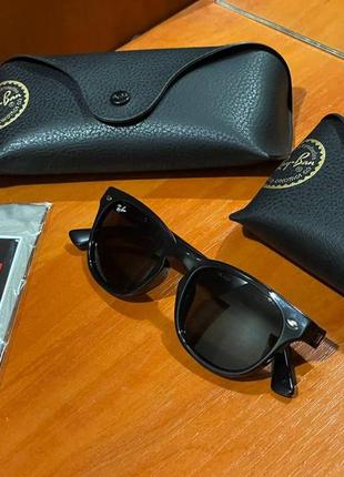 Ray-ban rb4140 601 wayfarer sunglasses black очки оригинал черные6 фото