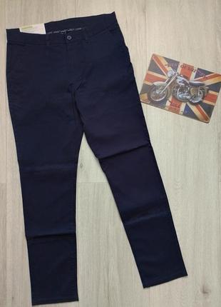Темно-синие мужские брюки-чиносы р. 34 (l) tapered fit2 фото