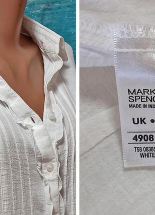 Белая котоновая блуза с коротким рукавом marks & spencer4 фото