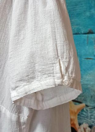 Белая котоновая блуза с коротким рукавом marks & spencer9 фото
