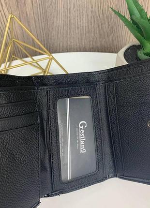 Женский кожаный кошелек крокодил мини клатч портмоне с крокодилом из натуральной кожи черн...