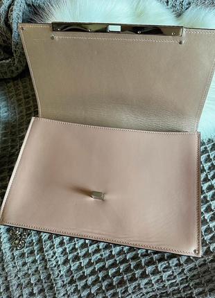 Стильная дизайнерская розовая сумка клатч из натуральной кожи на цепочке оригинал casadei6 фото