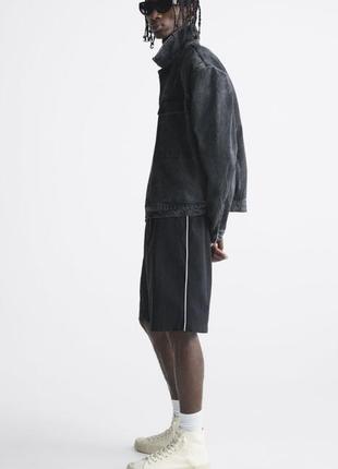 Zara контрастні довгі шорти з технічноїтканини, бермуди широкі, бриджі3 фото