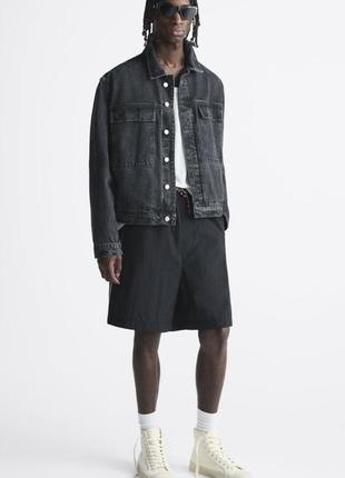 Zara контрастні довгі шорти з технічноїтканини, бермуди широкі, бриджі5 фото