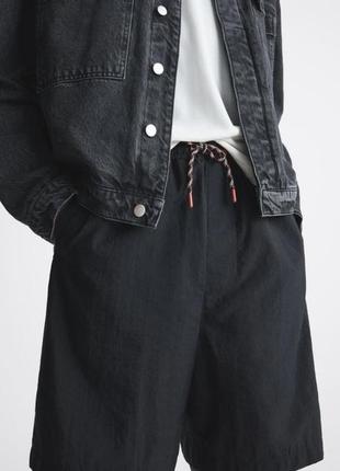 Zara контрастні довгі шорти з технічноїтканини, бермуди широкі, бриджі4 фото