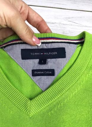 Мужской джемпер tommy hilfiger салатового цвета5 фото