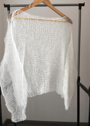 Мохеровый невесомый оверсайз свитер паутинка облачко ручной работы5 фото
