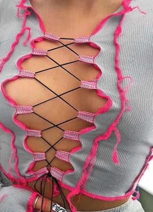 Кофта на завязках трендовый тай дай y2k dollskill
