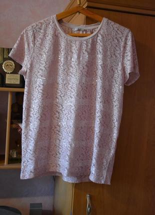 Рожева футболка з паєтками