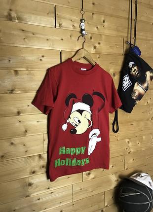 Vintage 90s mickey mouse happy holidays футболка