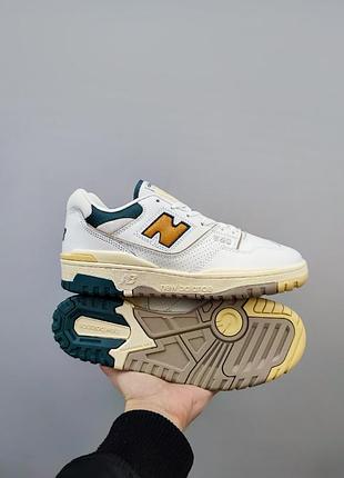 Винтажные кроссовки new balance 550 кеды баскетбольные зеленые желтые белые бежевые