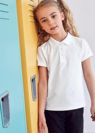 Детская футболка поло для девочки белая блузка1 фото