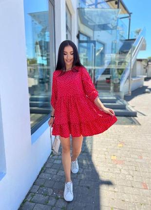 Платье сарафан платье короткое мини короткие длинные рукава волан рюшки рюши собрано...