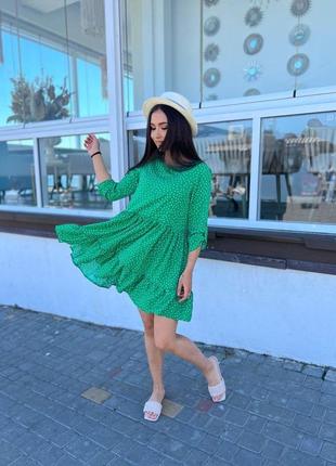 Платье сарафан платье короткое мини короткие длинные рукава волан рюшки рюши собрано...