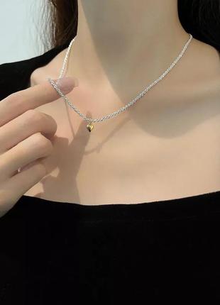 Цепочка, кулон срібна з сердечком