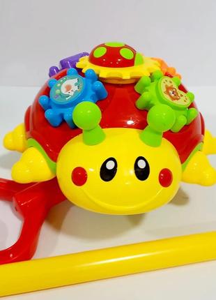 Каталка на палочке солнышко божья коровка 0392 трещётка, пищалка