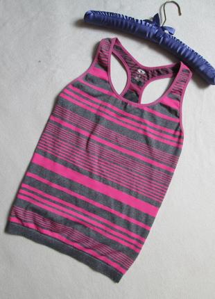 Класна спортивна безшовна майка борцовка в різнокольорову смужку athletic.