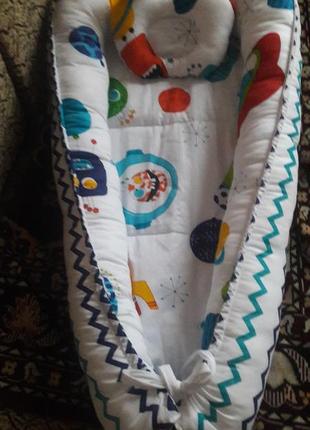 Кокон пеленатор  кокон гнёздышко для малышей от 0 до 6 месяцев с ортопедической подушкой2 фото