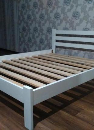 Кровать деревянная белая с мягкими синими вставками +выбор цвета
