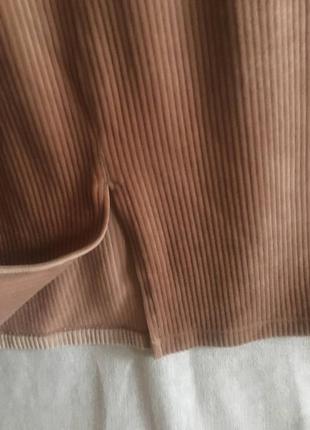 Эластичная прямая " под вельвет" юбка на резинке длины миди7 фото