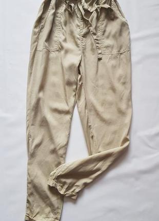 Новые летние штаны с высокой посадкой бежевые брюки с поясом reserved2 фото