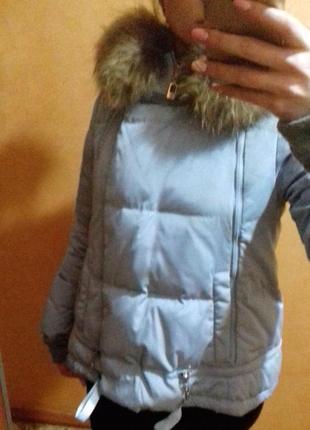 Куртка на теплую зиму небесно-голубого цвета4 фото