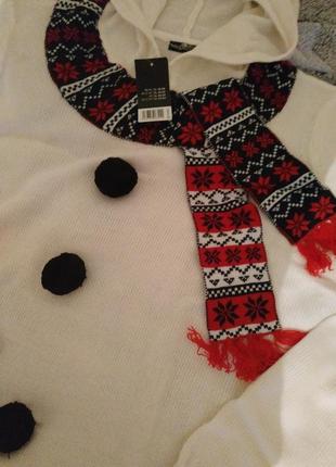 Рождественский свитер с забавным принтом,снеговик.8 фото