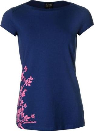 Суперовая брендовая хлопковая стрейчевая спортивная футболка в цветочный принт karrimor.