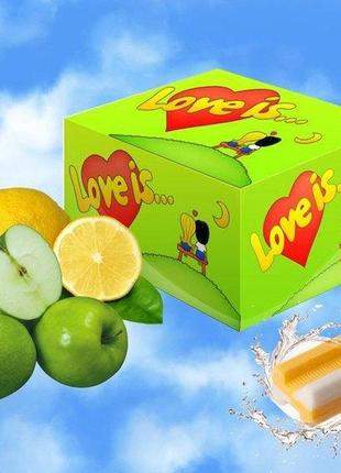 Love is лове из упаковка жевательной резинки яблоко-лимон жевательная резинка 420г  жевательная жвачка блок