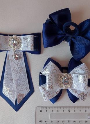 Шикарный школьный набор бантикм и галстук - брошка4 фото