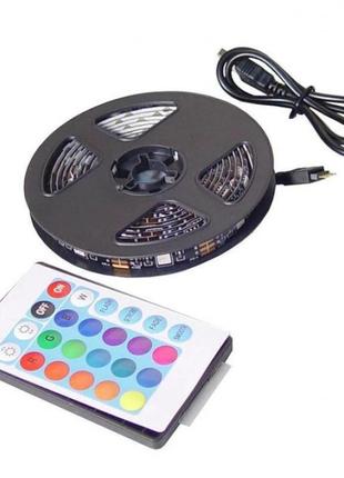 Світлодіодна стрічка usb led 5050 rgb комплект 2 метри, різнобарвна з пультом