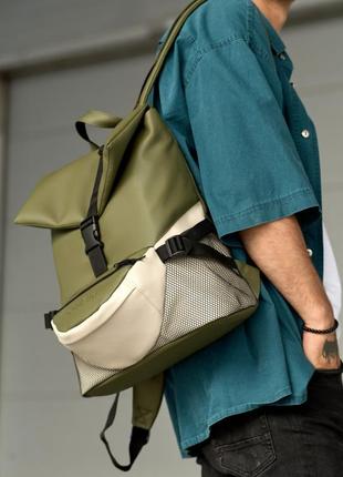 Мужской рюкзак хаки из экокожи2 фото