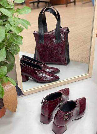 Эксклюзивные туфли из итальянской кожи и замши женские на каблуках закрытые8 фото