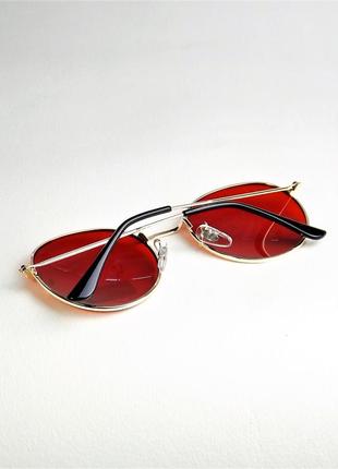 Очки солнцезащитные rb 3448 красные с золотом круглые тишейды