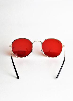 Очки солнцезащитные rb 3448 красные с золотом круглые тишейды