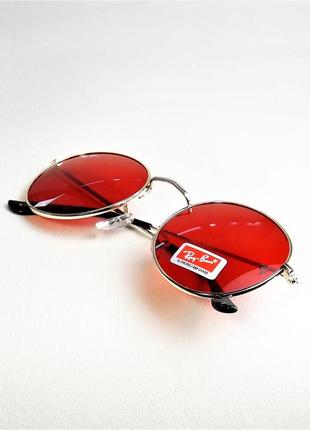 Очки солнцезащитные rb 3448 красные с золотом круглые тишейды