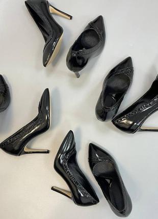 Эксклюзивные туфли лодочки из итальянской кожи и замши женские на шпильке10 фото