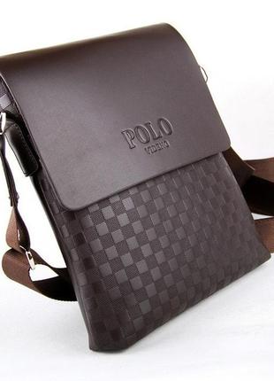 Мужская сумка через плечо polo videng paris барсетка сумка-планшет+подарок. оригинал7 фото
