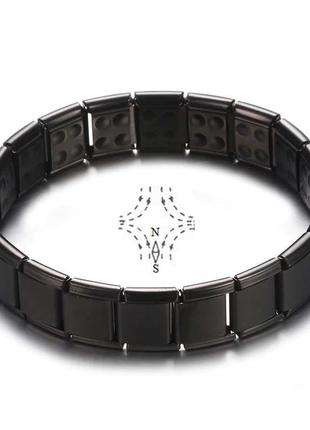 Магнитный браслет с германием 12 мм чёрный регулируемый размер5 фото