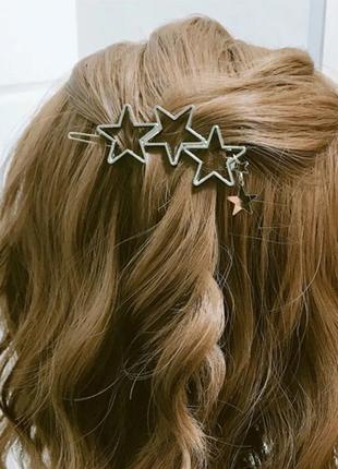 Заколка для волос заколка аксессуар для волос звездочки у2к цвет серебристый