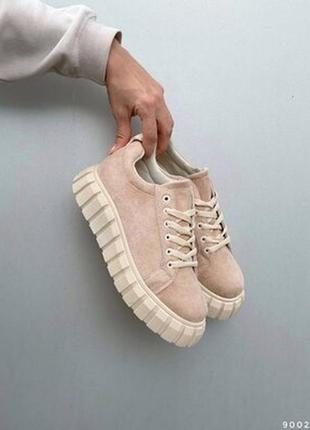 Кросівки бежеві на платформі бежеві
