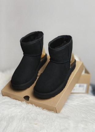 Ugg mini меховые женские сапоги с золотым задником/осень/зима/весна😍3 фото